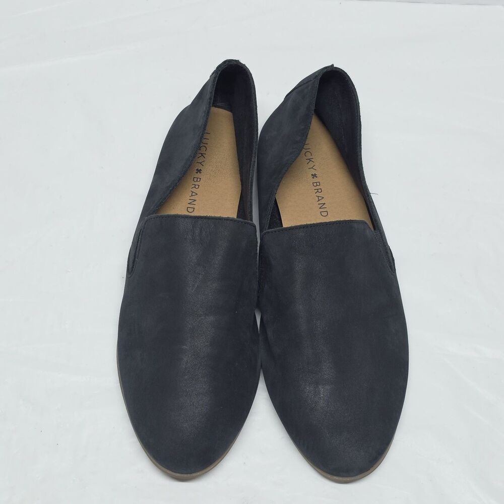 Lucky Brand Charsa 2 Black Matte Leather Slip On Loafer Flats Women’s US 9
